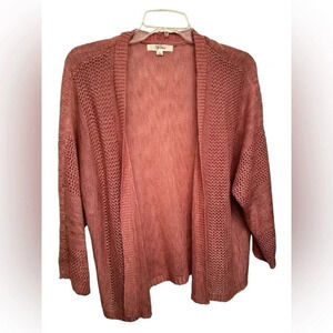 Peyton Primrose pink crocheted short sleeved sweater